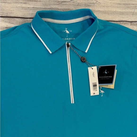 TAILORBYRD Collection Men Blue Polo Shirt with White Trim/size M - Picture 3 of 8
